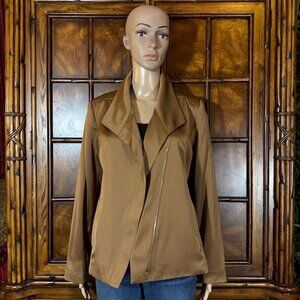 Chico's Rum Caramel Satin Asymmetical Zipper Moto Jacket